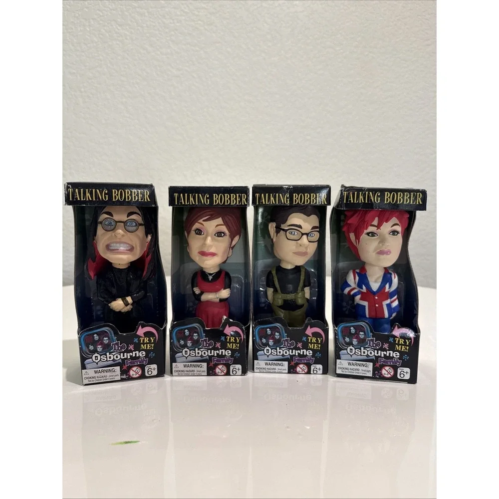 The Osbourne Family-Talking Bobber Bobbleheads-2002- Ozzy, Sharon, Kelly & Jack